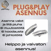 Peugeot / Citroen LED sivuvilkut aaltoefektillä ; Tumma/Kirkas kotelo (2kpl sarja)
