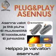 Audi Dynaamiset LED aaltoefekti sivuvilkut ; Tumma/Kirkas kotelo (2kpl sarja)