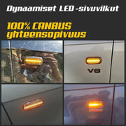 Audi Dynaamiset LED aaltoefekti sivuvilkut ; Tumma/Kirkas kotelo (2kpl sarja)