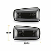 Citroen / Peugeot Dynaamiset LED sivuvilkut aaltoefektillä ; Tumma/Kirkas kotelo (2kpl sarja)