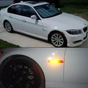 BMW F10 -Tyyliset Retrofit Dynaamiset LED sivuvilkut aaltoefektillä ; Tumma/Kirkas kotelo (2kpl sarja)
