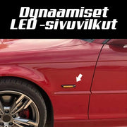 BMW sivuvilkut aaltoeffektillä ; Dynaaminen LED ; Tumma/Kirkas kotelo (2kpl sarja)