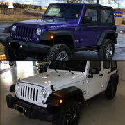 Jeep Wrangler Dynaamiset LED sivuvilkut aaltoefektillä ; Tumma/Kirkas kotelo (2kpl sarja)