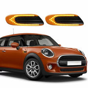 Mini F55 / F56 / F57 Dynaamiset LED sivuvilkut aaltoefektillä ; Tumma/Kirkas kotelo