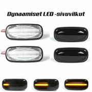Land Rover Dynaamiset LED aaltoefekti sivuvilkut ; Tumma/Kirkas kotelo (2kpl sarja)